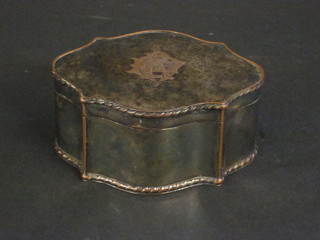 A shaped silver plated trinket box with hinged lid 4"