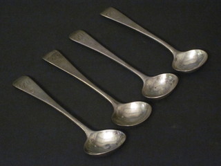 2 pairs of George III silver Old English pattern mustard spoons London 1777 and 1779