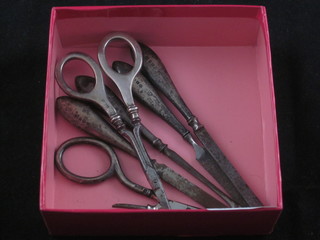 6 various silver handled manicure implements