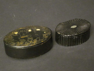 A 19th Century oval lacquered snuff box 3" and 1 other