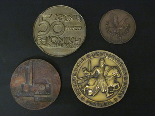 A MG bronze medallion and 3 others