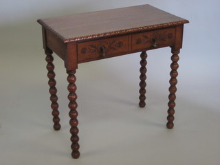 A Victorian carved honey oak side table fitted a drawer 26"