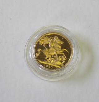 An Elizabeth II 1980 gold proof sovereign