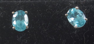 A pair of sapphire set earrings