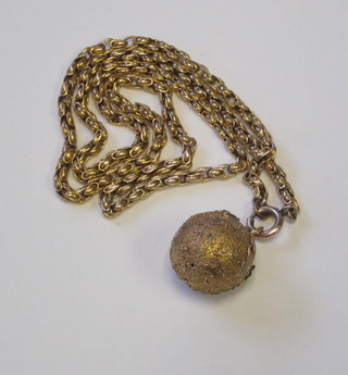 A gilt metal belcher link chain hung a gilt metal pendant