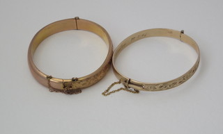 A 9ct hollow gold bracelet and a gilt metal bracelet