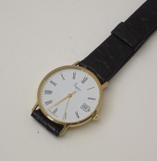 A gentleman's quartz wristwatch by Asprey's contained in a gold case