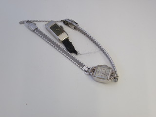 A lady's 18ct white gold cocktail wristwatch and 1 other