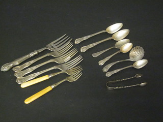 A small collection of silver plated flatware