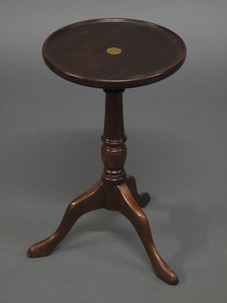 A turned mahogany wine table 12"