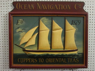 A reproduction painted wooden sign - Ocean Navigation  Company 22"