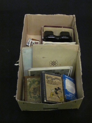 A View Master, various cigarette cards, 2 old lighters and  playing cards 