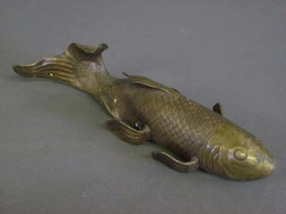 A bronze figure of a carp 12"