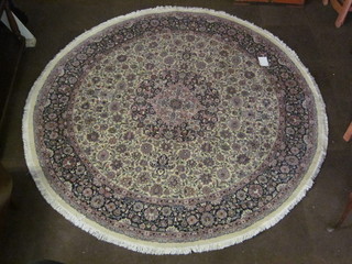 A fine quality circular contemporary Persian white ground rug  100" diameter