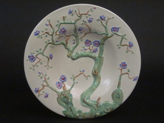 A Clarice Cliff circular bowl decorated trees, the base marked  Clarice Cliff 12 1/2"