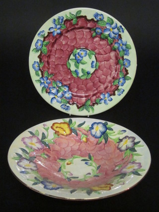 A Malingware circular bowl with lustre decoration and a do. plate 11"