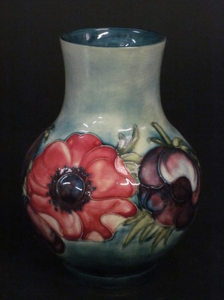A Moorcroft Anemone pattern vase, the base impressed  Moorcroft Made in England 7"