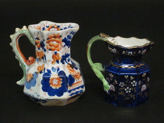 A Masons style Imari patterned octagonal jug 5" and a blue  Ironstone jug 4"