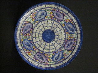 A Charlotte Rhead Crown Ducal circular blue and floral  patterned charger marked 5291 12" ILLUSTRATED