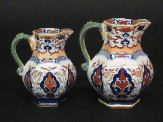 2 Minton stoneware Imari patterned jugs 7" and 6"