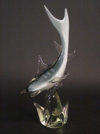 An Art Glass figure of a diving shark 16"