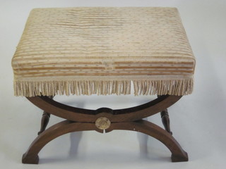 A Georgian style mahogany X framed stool 21"