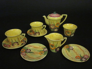 A Carltonware Australian design 6 piece tea service comprising teapot, milk jug, sugar bowl, 2 cups and saucers and 2 plates