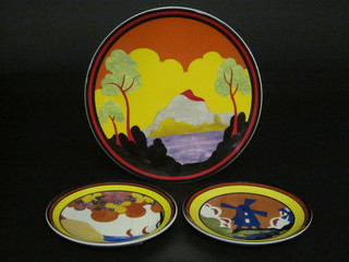 A Wedgwood Clarice Cliff limited edition plate - Etna 12" and 2  other Wedgwood limited edition plates - Windmill and Palermo  8"