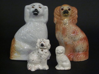 2 19th Century Staffordshire figures of seated Spaniels 10" and 2  other figures