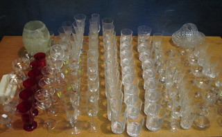 A collection of various table glassware