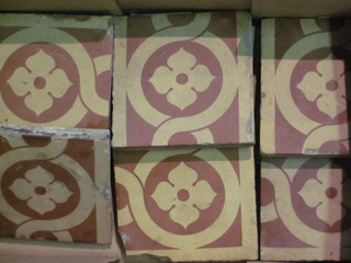 A collection of Victorian terracotta floor tiles