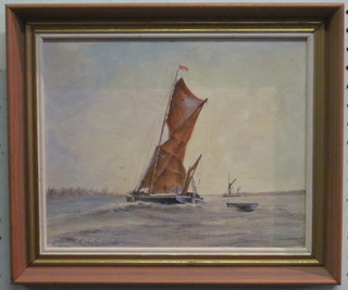 C A Emerson, oil on board "Study of Yacht" 8" x 10"