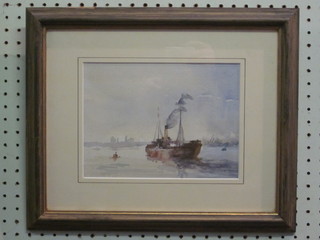Impressionist watercolour drawing "Study of a Steam Boat" 7" x  9"