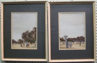 F Russell Flint, a pair of watercolour drawings "Figures At  Versailles" labelled to the reverse 9" x 6"