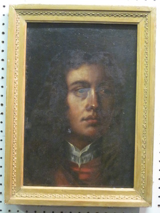 An oil on board "18th Century Head and Shoulders Portrait of a Gentleman" 18" x 9"