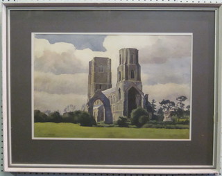 R E Jordan, watercolour "Study of Wymondham Abbey" 13" x  19"