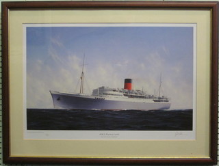 After John Wood, a limited edition coloured print "RMS Pretoria Castle" 14" x 22"