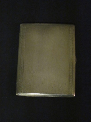 A silver cigarette case with engine turned decoration Birmingham 1957, 5 1/2 ozs