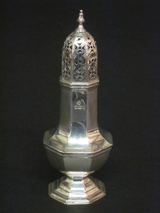A silver Georgian style pepperette, Sheffield, marks rubbed, 2  1/2 ozs
