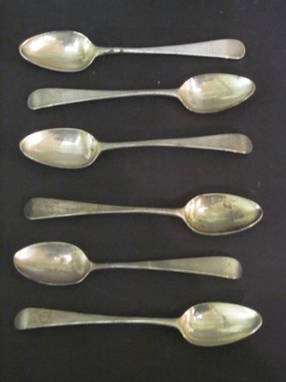 6 George III silver Old English pattern teaspoons, London 1810 and 1815, 2 1/2 ozs