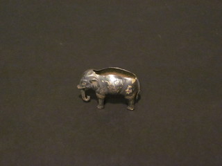 A silver pink cushion in the form of an elephant 1", marks  rubbed
