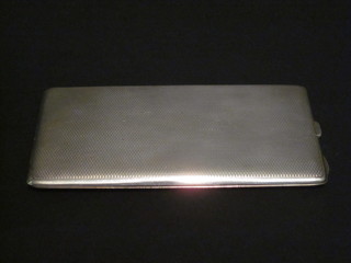 A silver cigarette case with engine turned decoration,  Birmingham, inscribed presented to F H Herbert on the Occasion  of the stand down of Herts and Middlesex Football League, 5 1/2  ozs