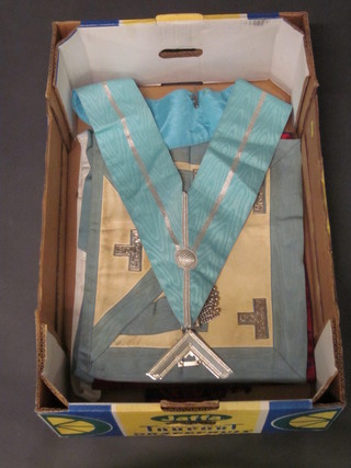 A quantity of various Masonic regalia comprising Past Master's apron collar and jewel and a Royal Arch Companions apron and  sash
