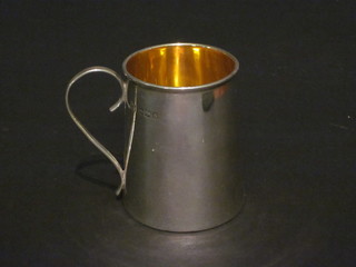 A cylindrical silver half pint Christening tankard, Sheffield 1935, 2 1/2 ozs