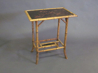 A rectangular bamboo occasional table with lacquered top 25"