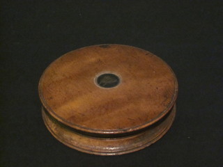 An 18th/19th Century cylindrical turned wooden box marked Sir  J Wyatville, 3 1/2"