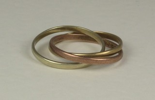 A 9ct 3 colour gold Russian style wedding band