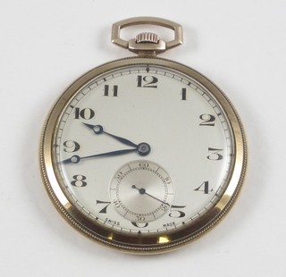 A gentleman's gilt cased open faced dress pocket watch