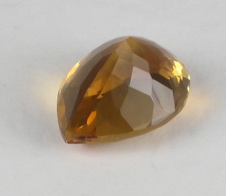 A pear shaped Madeira citrene gemstone, approx 20.60ct