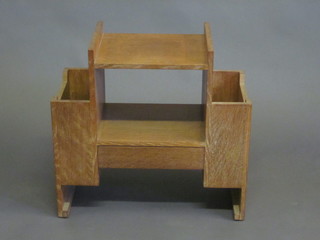 An Art Nouveau limed oak stool/bookcase fitted a drawer with  recesses to side 22"